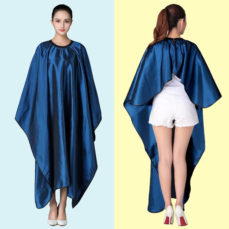 Iusmnur Barber Cape, Professional Hair Salon Cape with Adjustable Metal Clip, Shampoo Hair Cutting Cape for Barbers and Stylists - 55 x 63 inches (Blue) - Image 2